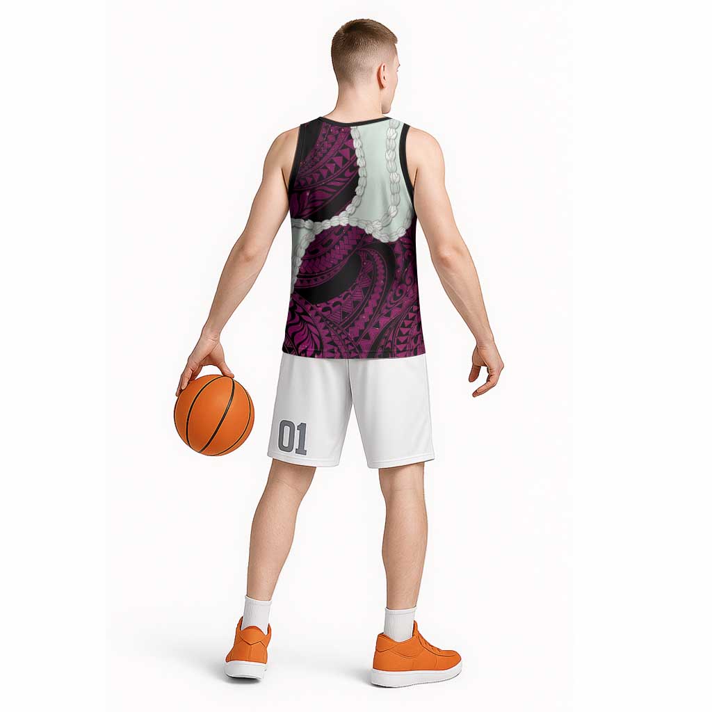 Pink Galaxy Polynesia Tribal Octopus Tattoo Basketball Jersey Pikake Lei Polynesian Pattern LT14 - Polynesian Pride