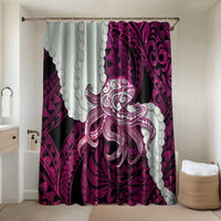 Pink Galaxy Polynesia Tribal Octopus Tattoo Bathroom Set Pikake Lei Polynesian Pattern LT14 Shower Curtain Only Pink - Polynesian Pride