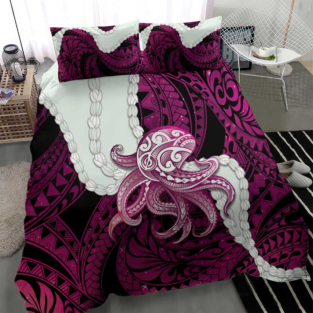 Pink Galaxy Polynesia Tribal Octopus Tattoo Bedding Set Pikake Lei Polynesian Pattern LT14 - Polynesian Pride