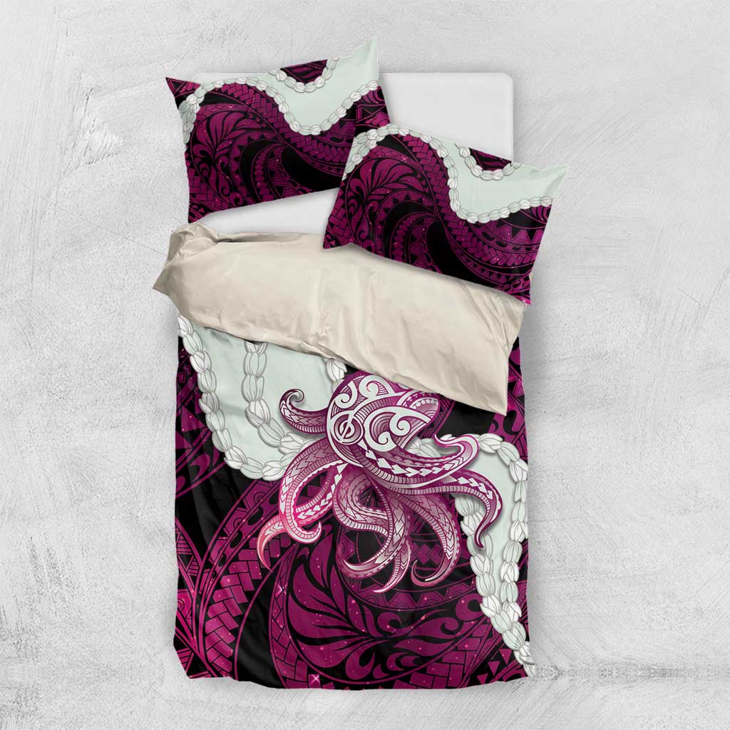 Pink Galaxy Polynesia Tribal Octopus Tattoo Bedding Set Pikake Lei Polynesian Pattern LT14 US Twin 172cm x 218cm Pink - Polynesian Pride
