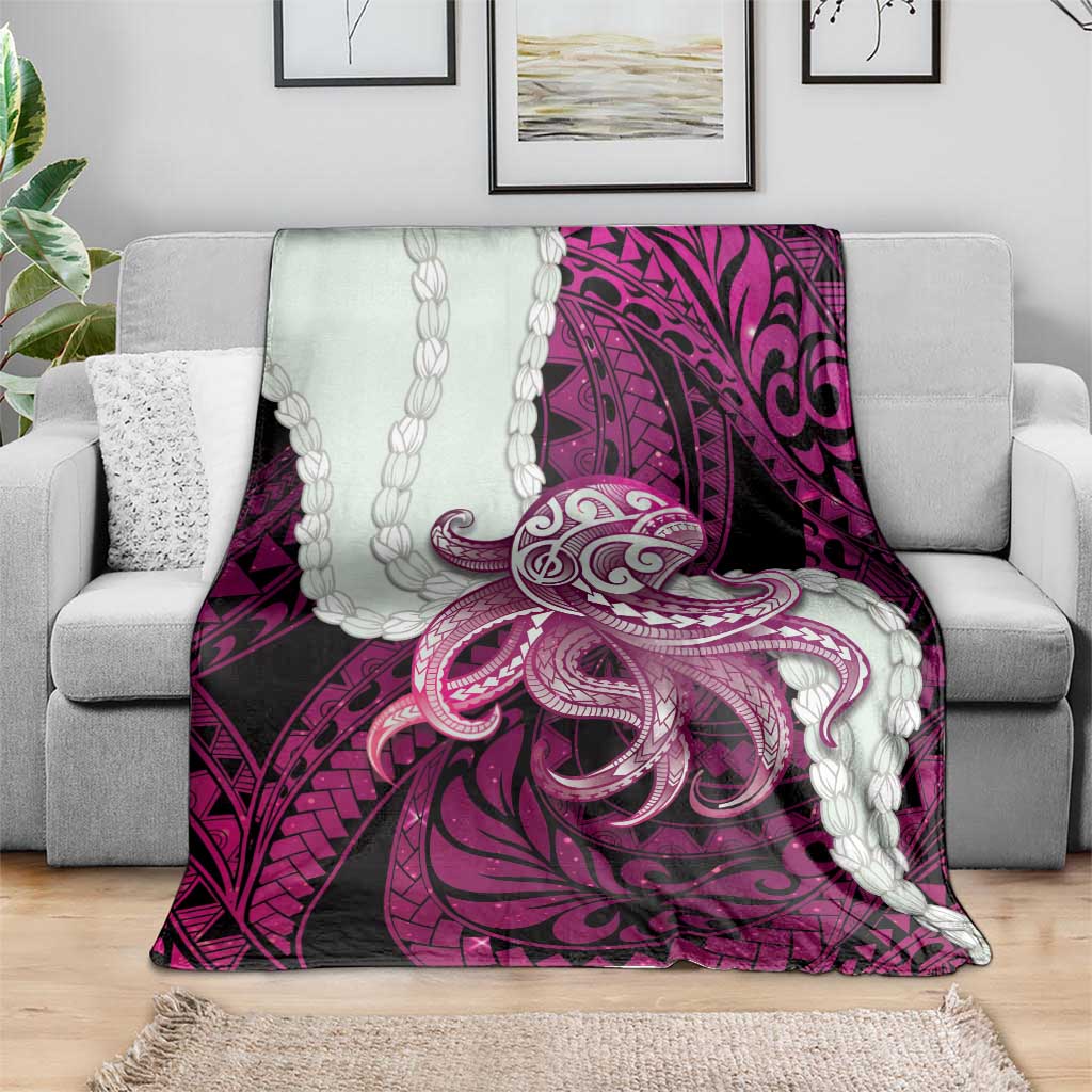 Pink Galaxy Polynesia Tribal Octopus Tattoo Blanket Pikake Lei Polynesian Pattern LT14 - Polynesian Pride