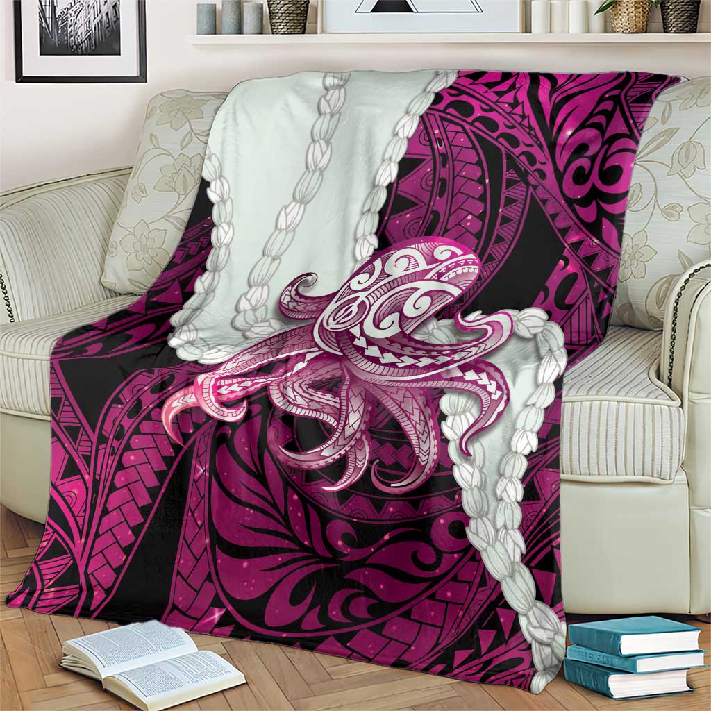 Pink Galaxy Polynesia Tribal Octopus Tattoo Blanket Pikake Lei Polynesian Pattern LT14 - Polynesian Pride