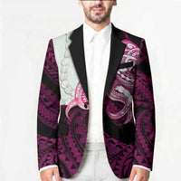 Pink Galaxy Polynesia Tribal Octopus Tattoo Blazer Pikake Lei Polynesian Pattern LT14 - Polynesian Pride