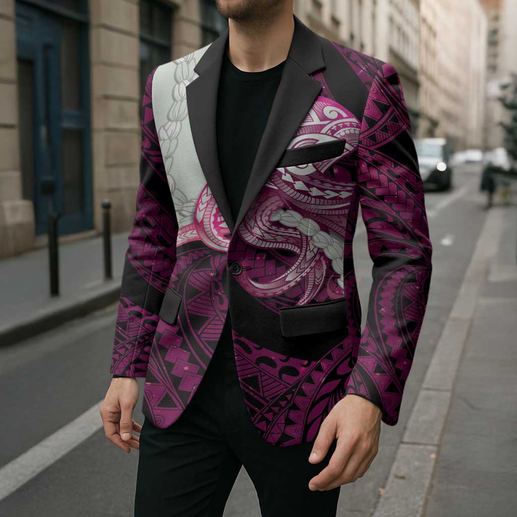 Pink Galaxy Polynesia Tribal Octopus Tattoo Blazer Pikake Lei Polynesian Pattern LT14 - Polynesian Pride