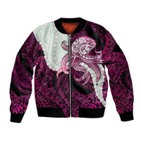 Pink Galaxy Polynesia Tribal Octopus Tattoo Bomber Jacket Pikake Lei Polynesian Pattern LT14 Unisex Pink - Polynesian Pride