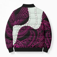 Pink Galaxy Polynesia Tribal Octopus Tattoo Bomber Puffer Jacket Pikake Lei Polynesian Pattern