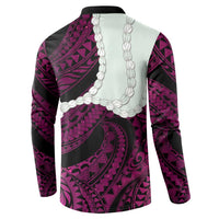 Pink Galaxy Polynesia Tribal Octopus Tattoo Button Sweatshirt Pikake Lei Polynesian Pattern LT14 - Polynesian Pride