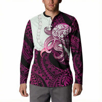 Pink Galaxy Polynesia Tribal Octopus Tattoo Button Sweatshirt Pikake Lei Polynesian Pattern LT14 - Polynesian Pride