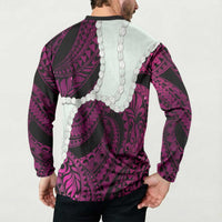 Pink Galaxy Polynesia Tribal Octopus Tattoo Button Sweatshirt Pikake Lei Polynesian Pattern LT14 - Polynesian Pride