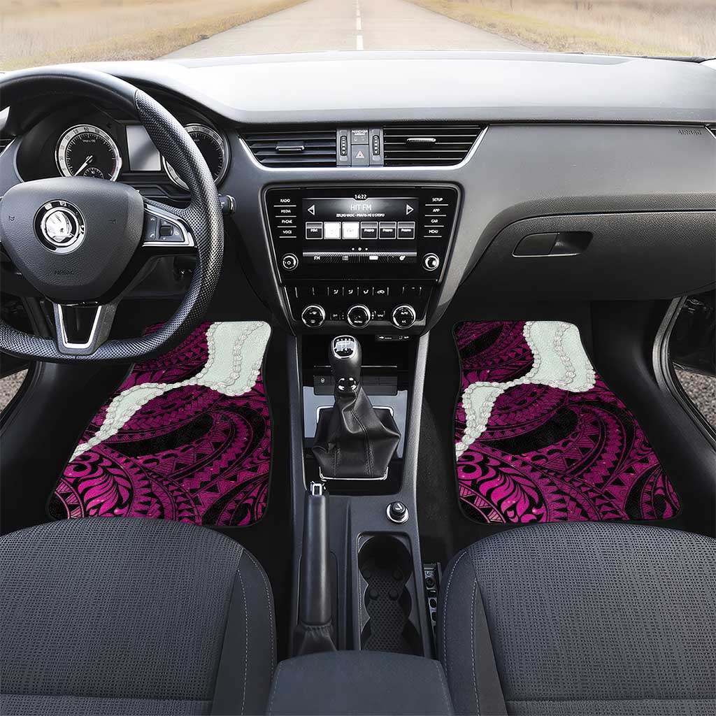 Pink Galaxy Polynesia Tribal Octopus Tattoo Car Mats Pikake Lei Polynesian Pattern LT14 Set 2pcs - Front Pink - Polynesian Pride