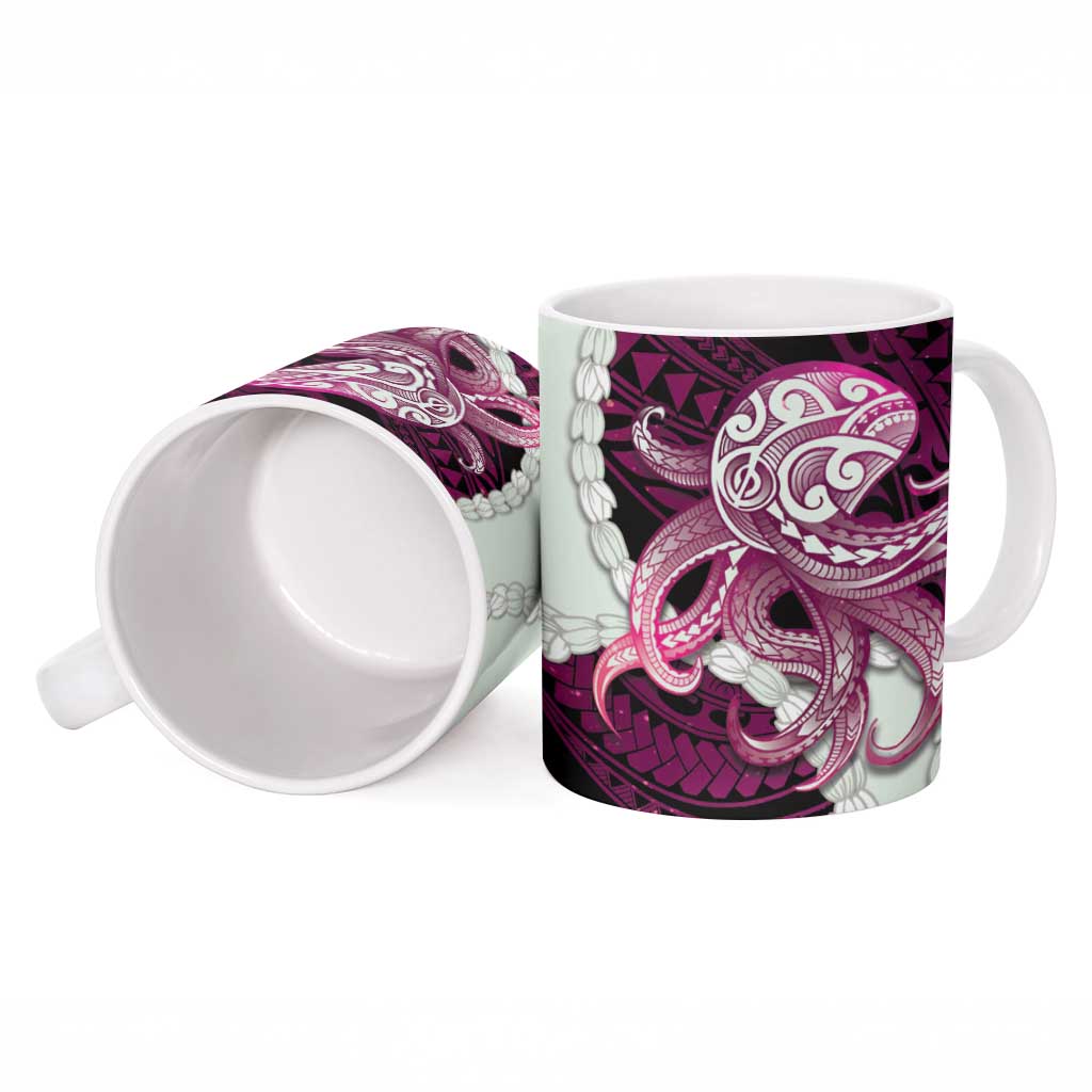 Pink Galaxy Polynesia Tribal Octopus Tattoo Ceramic Mug Pikake Lei Polynesian Pattern LT14 - Polynesian Pride