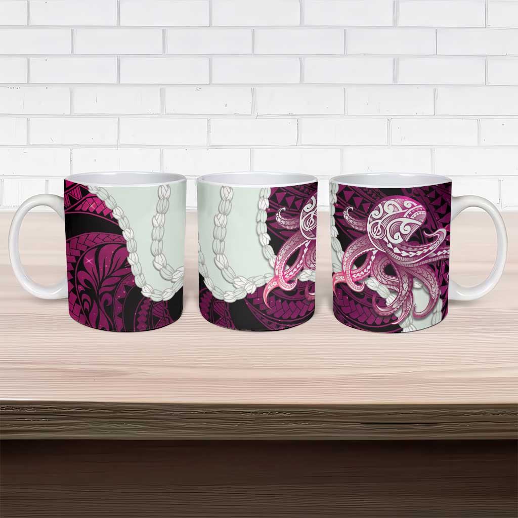 Pink Galaxy Polynesia Tribal Octopus Tattoo Ceramic Mug Pikake Lei Polynesian Pattern LT14 - Polynesian Pride