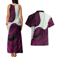 Pink Galaxy Polynesia Tribal Octopus Tattoo Couples Matching Tank Maxi Dress and Hawaiian Shirt Pikake Lei Polynesian Pattern