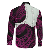 Pink Galaxy Polynesia Tribal Octopus Tattoo Family Matching Off The Shoulder Long Sleeve Dress and Hawaiian Shirt Pikake Lei Polynesian Pattern