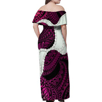 Pink Galaxy Polynesia Tribal Octopus Tattoo Family Matching Off Shoulder Maxi Dress and Hawaiian Shirt Pikake Lei Polynesian Pattern