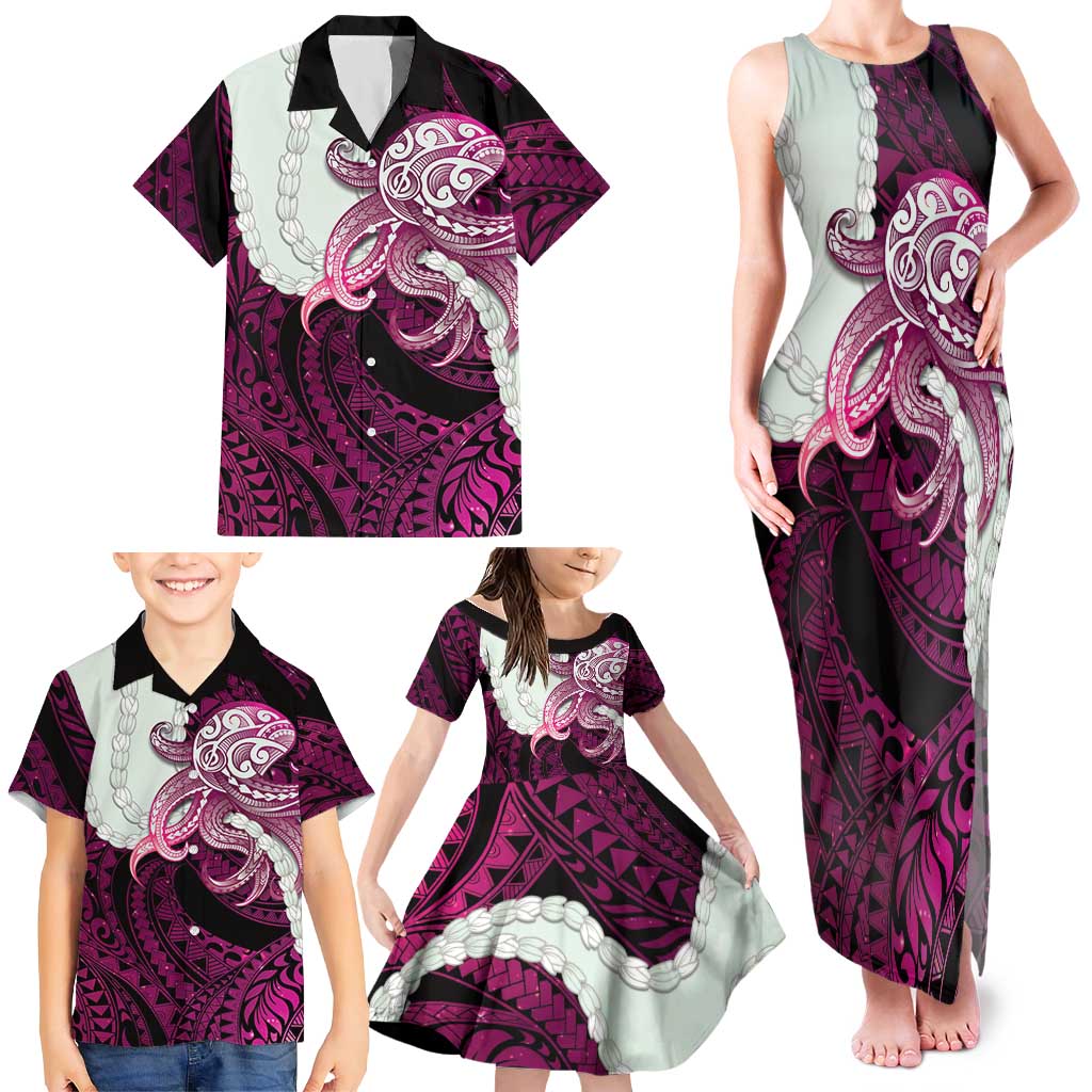 Pink Galaxy Polynesia Tribal Octopus Tattoo Family Matching Tank Maxi Dress and Hawaiian Shirt Pikake Lei Polynesian Pattern LT14 - Polynesian Pride