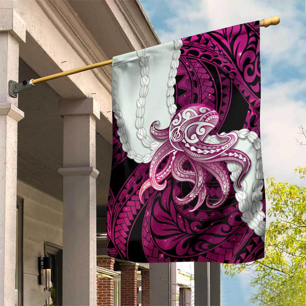 Pink Galaxy Polynesia Tribal Octopus Tattoo Garden Flag Pikake Lei Polynesian Pattern LT14 House Flag Pink - Polynesian Pride