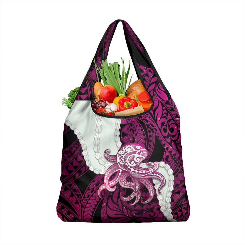 Pink Galaxy Polynesia Tribal Octopus Tattoo Grocery Bag Pikake Lei Polynesian Pattern LT14 1-pack One Size Pink - Polynesian Pride