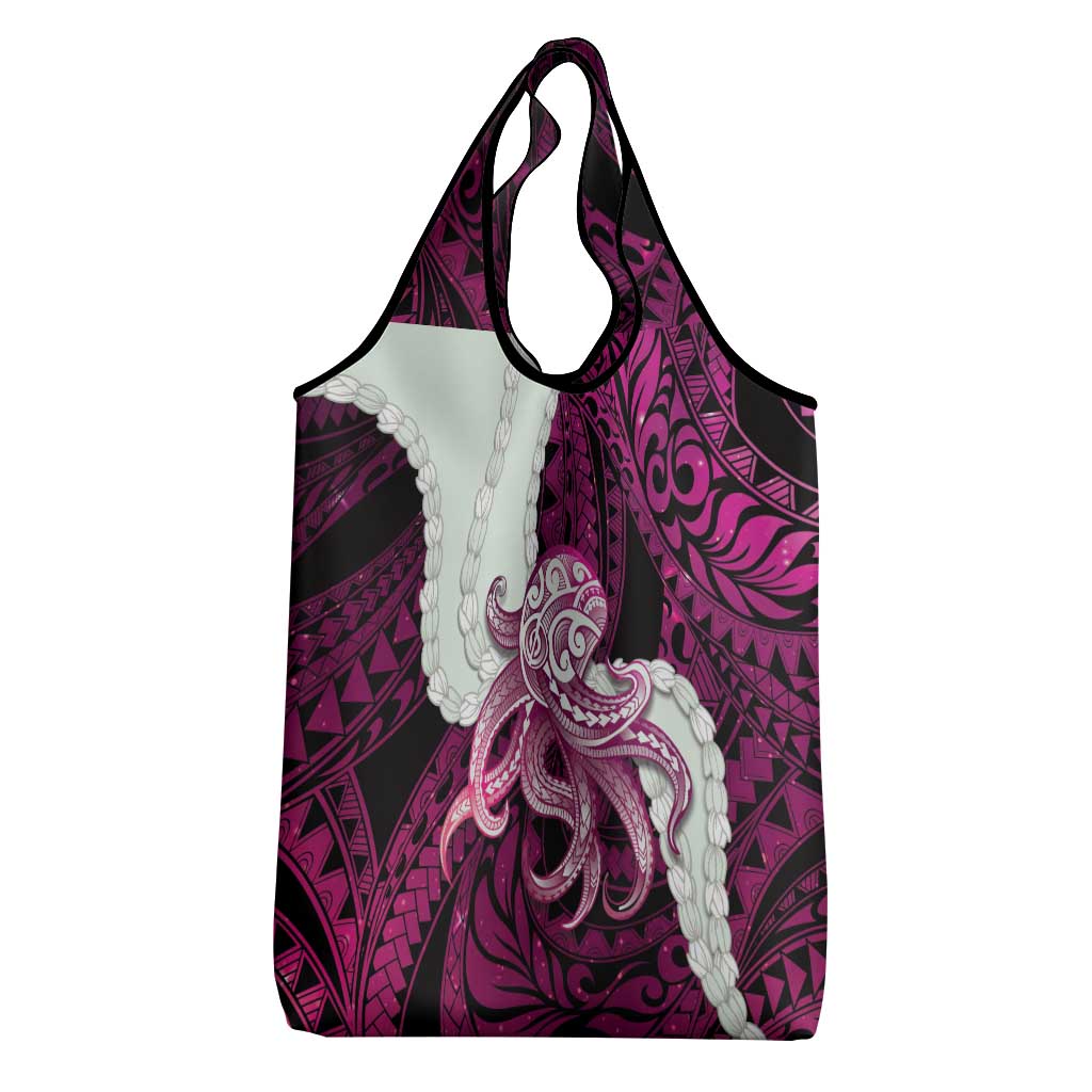 Pink Galaxy Polynesia Tribal Octopus Tattoo Grocery Bag Pikake Lei Polynesian Pattern LT14 - Polynesian Pride