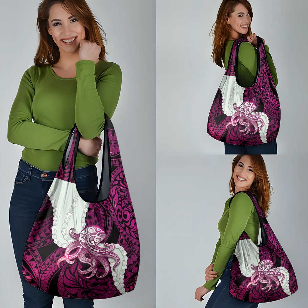 Pink Galaxy Polynesia Tribal Octopus Tattoo Grocery Bag Pikake Lei Polynesian Pattern LT14 - Polynesian Pride
