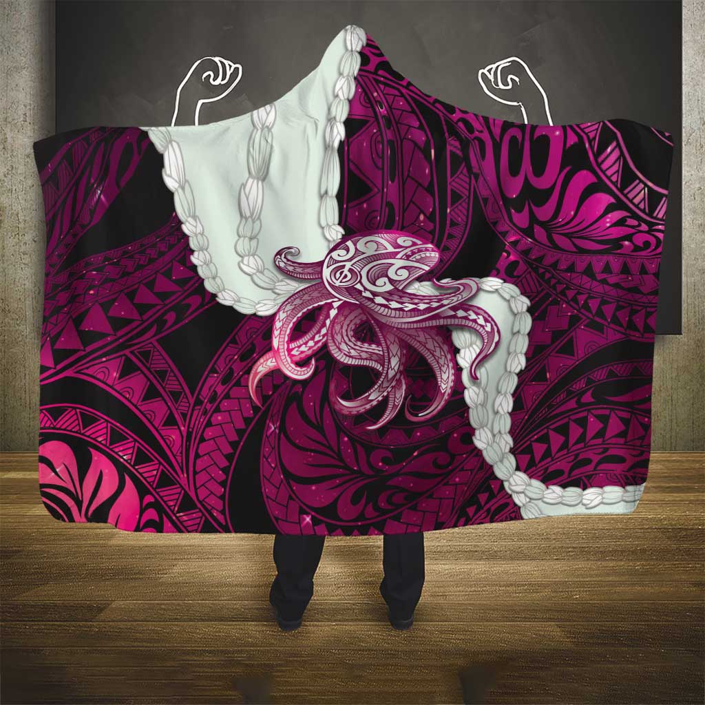 Pink Galaxy Polynesia Tribal Octopus Tattoo Hooded Blanket Pikake Lei Polynesian Pattern LT14 - Polynesian Pride