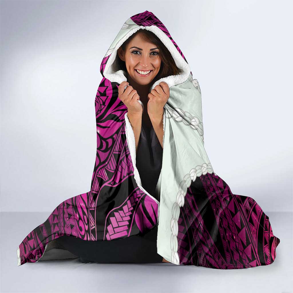 Pink Galaxy Polynesia Tribal Octopus Tattoo Hooded Blanket Pikake Lei Polynesian Pattern LT14 - Polynesian Pride