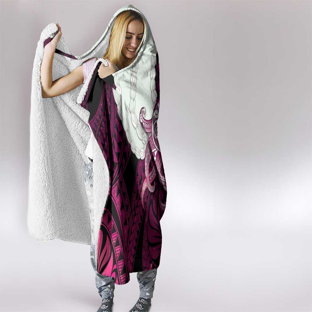 Pink Galaxy Polynesia Tribal Octopus Tattoo Hooded Blanket Pikake Lei Polynesian Pattern LT14 - Polynesian Pride