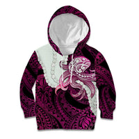 Pink Galaxy Polynesia Tribal Octopus Tattoo Kid Hoodie Pikake Lei Polynesian Pattern