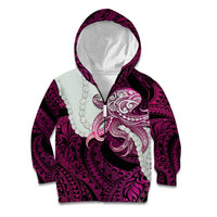 Pink Galaxy Polynesia Tribal Octopus Tattoo Kid Hoodie Pikake Lei Polynesian Pattern