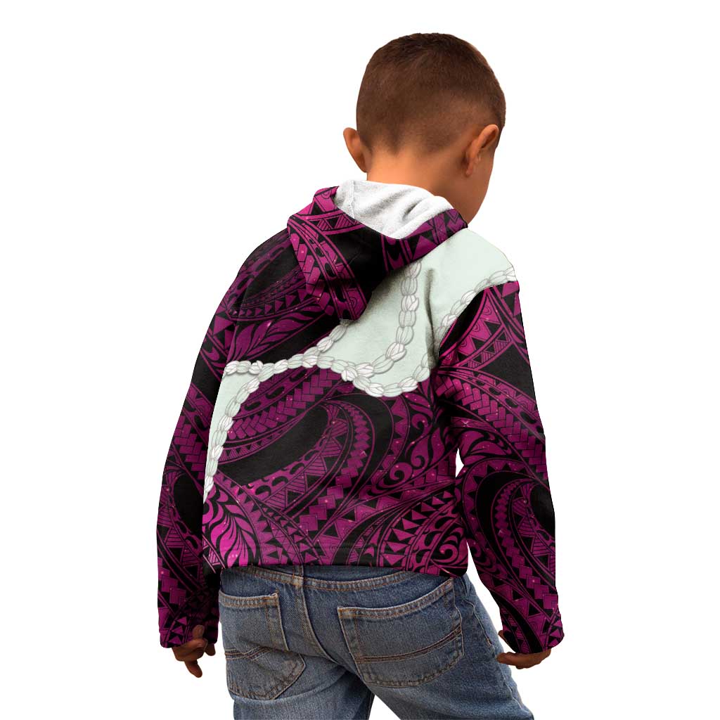 Pink Galaxy Polynesia Tribal Octopus Tattoo Kid Hoodie Pikake Lei Polynesian Pattern