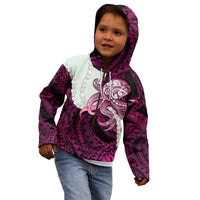 Pink Galaxy Polynesia Tribal Octopus Tattoo Kid Hoodie Pikake Lei Polynesian Pattern