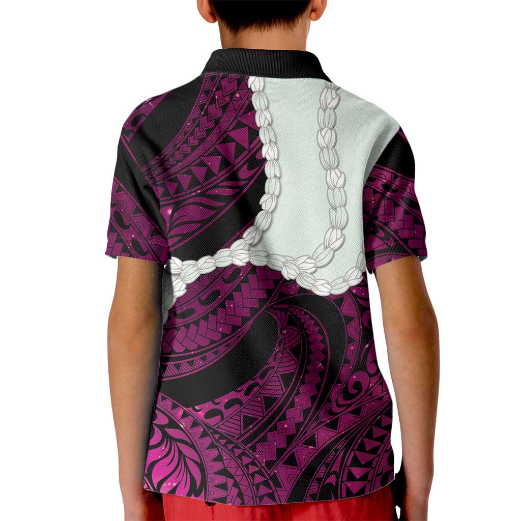Pink Galaxy Polynesia Tribal Octopus Tattoo Kid Polo Shirt Pikake Lei Polynesian Pattern LT14 - Polynesian Pride