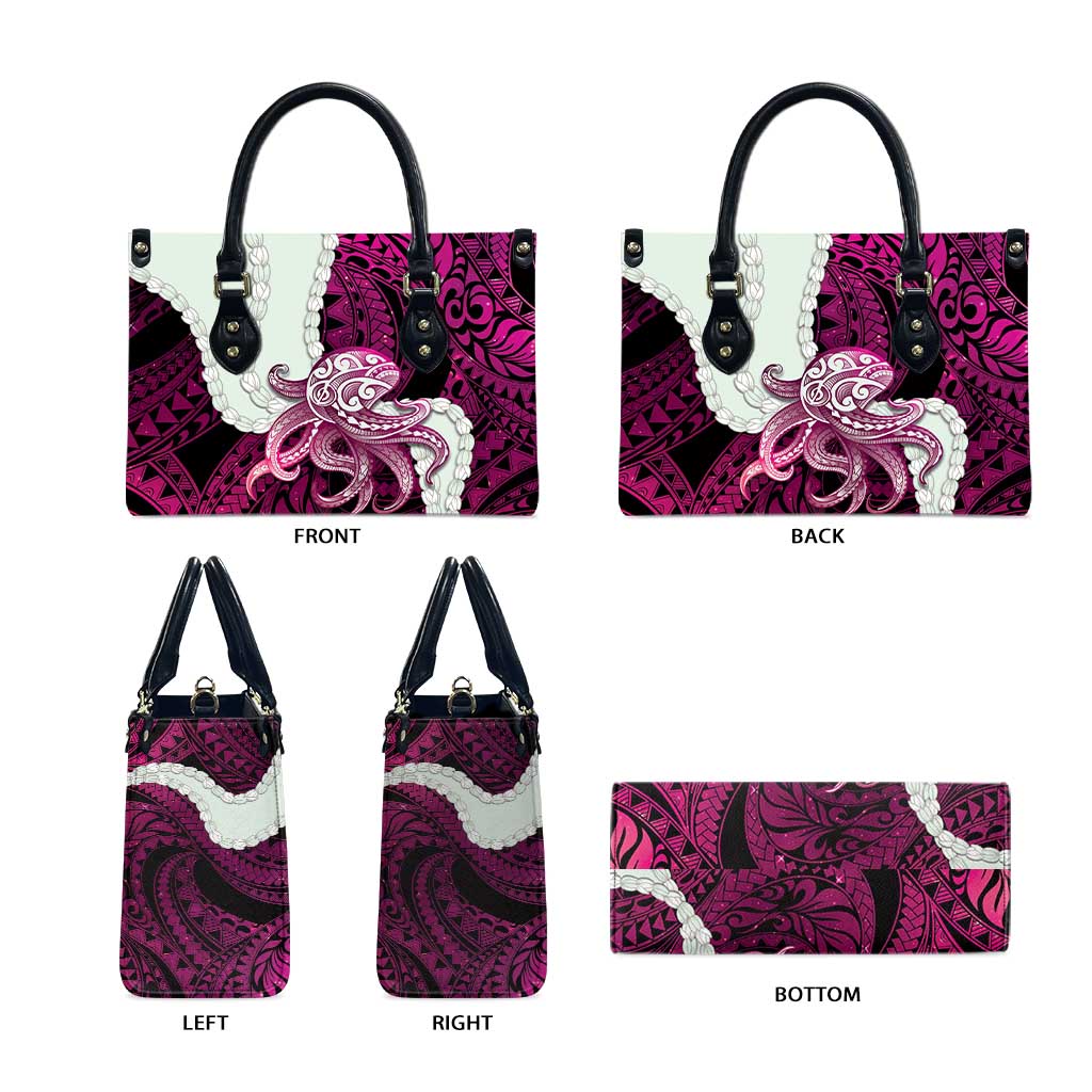 Pink Galaxy Polynesia Tribal Octopus Tattoo Leather Bag Pikake Lei Polynesian Pattern LT14 - Polynesian Pride