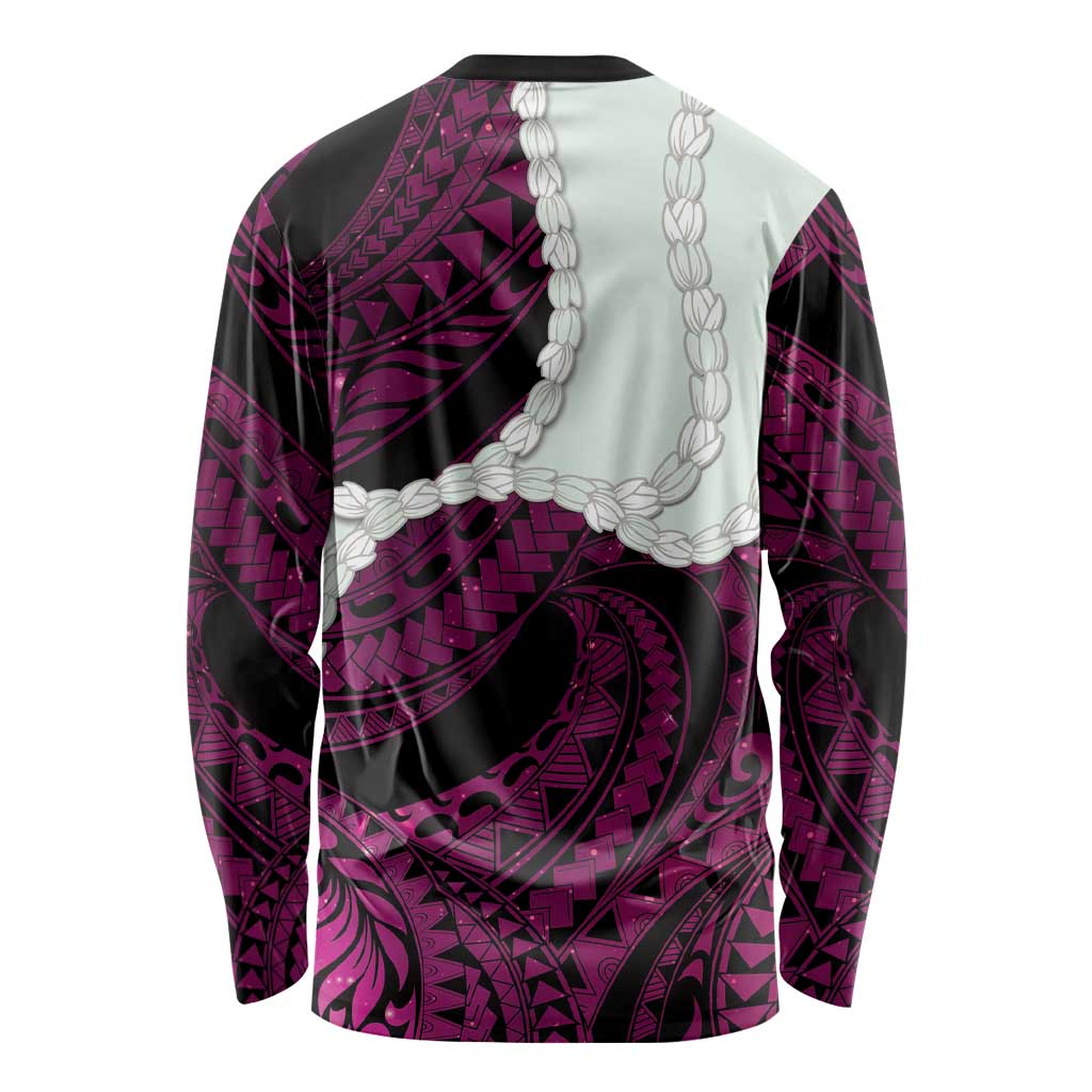 Pink Galaxy Polynesia Tribal Octopus Tattoo Long Sleeve Shirt Pikake Lei Polynesian Pattern LT14 - Polynesian Pride