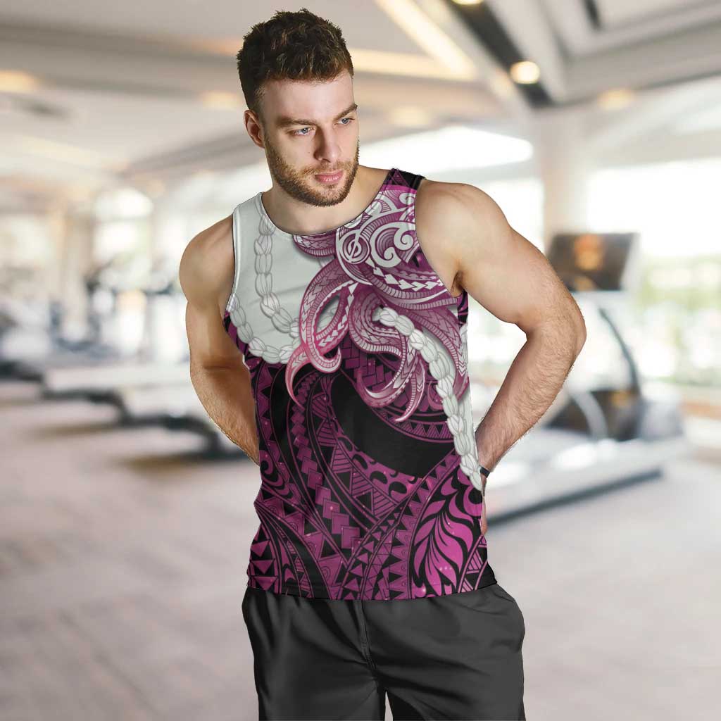 Pink Galaxy Polynesia Tribal Octopus Tattoo Men Tank Top Pikake Lei Polynesian Pattern LT14 Pink - Polynesian Pride