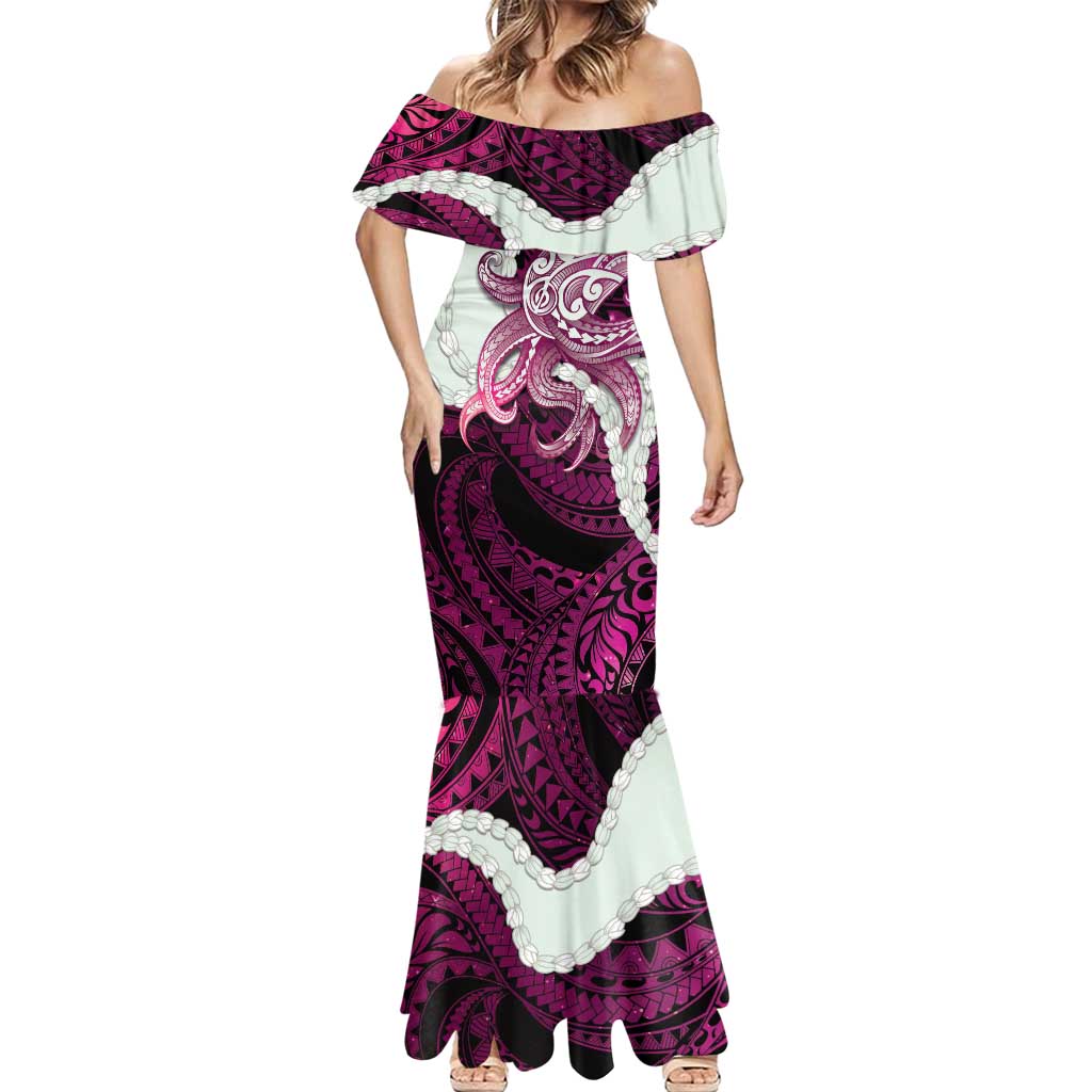 Pink Galaxy Polynesia Tribal Octopus Tattoo Mermaid Dress Pikake Lei Polynesian Pattern LT14 - Polynesian Pride