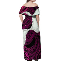 Pink Galaxy Polynesia Tribal Octopus Tattoo Off Shoulder Maxi Dress Pikake Lei Polynesian Pattern