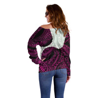 Pink Galaxy Polynesia Tribal Octopus Tattoo Off Shoulder Sweater Pikake Lei Polynesian Pattern LT14 - Polynesian Pride