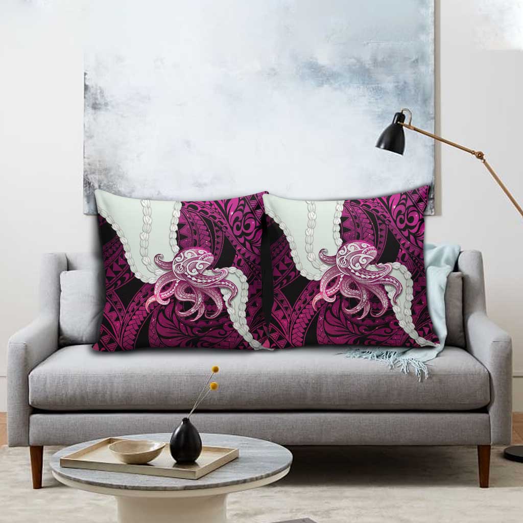 Pink Galaxy Polynesia Tribal Octopus Tattoo Pillow Cover Pikake Lei Polynesian Pattern LT14 - Polynesian Pride