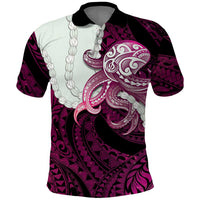 Pink Galaxy Polynesia Tribal Octopus Tattoo Polo Shirt Pikake Lei Polynesian Pattern LT14 Pink - Polynesian Pride