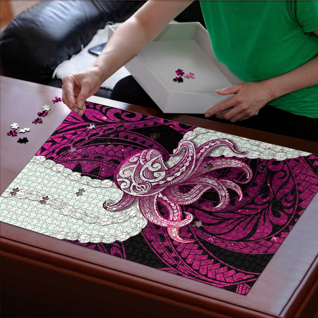 Pink Galaxy Polynesia Tribal Octopus Tattoo Puzzle Pikake Lei Polynesian Pattern LT14 - Polynesian Pride
