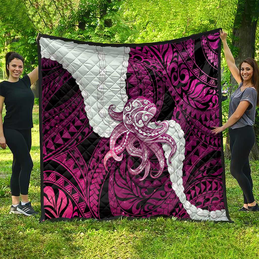 Pink Galaxy Polynesia Tribal Octopus Tattoo Quilt Pikake Lei Polynesian Pattern LT14 - Polynesian Pride