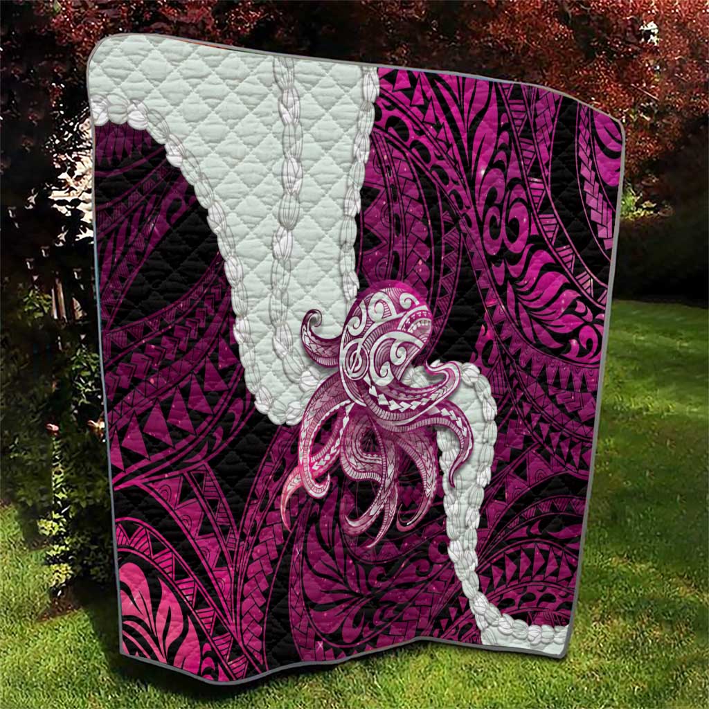 Pink Galaxy Polynesia Tribal Octopus Tattoo Quilt Pikake Lei Polynesian Pattern LT14 - Polynesian Pride
