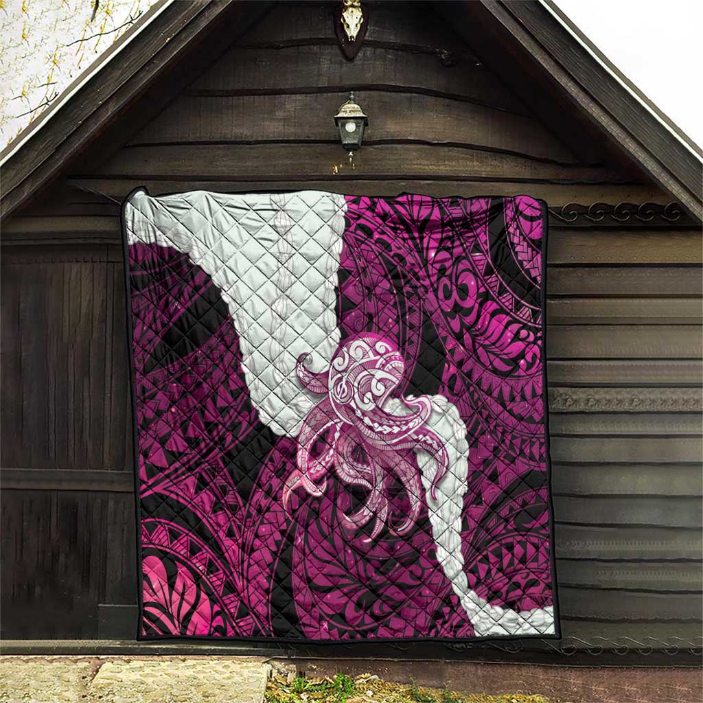 Pink Galaxy Polynesia Tribal Octopus Tattoo Quilt Pikake Lei Polynesian Pattern LT14 - Polynesian Pride