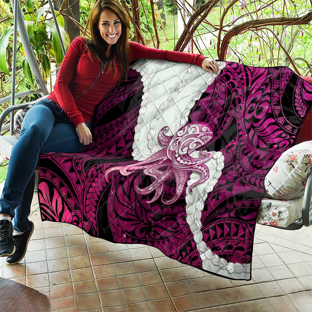 Pink Galaxy Polynesia Tribal Octopus Tattoo Quilt Pikake Lei Polynesian Pattern LT14 - Polynesian Pride