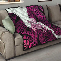 Pink Galaxy Polynesia Tribal Octopus Tattoo Quilt Pikake Lei Polynesian Pattern LT14 - Polynesian Pride