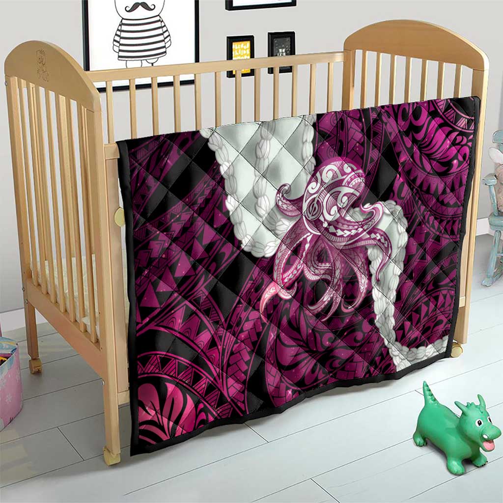 Pink Galaxy Polynesia Tribal Octopus Tattoo Quilt Pikake Lei Polynesian Pattern LT14 - Polynesian Pride