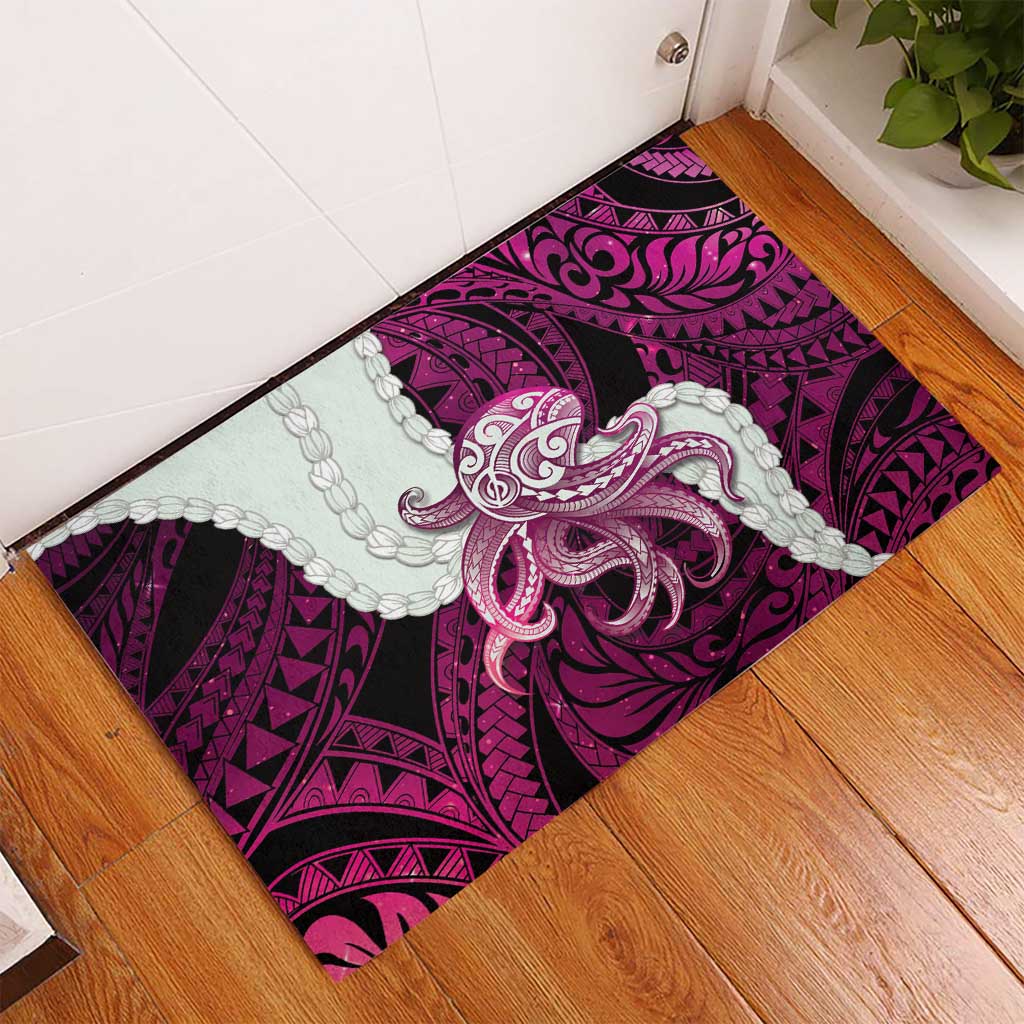 Pink Galaxy Polynesia Tribal Octopus Tattoo Rubber Doormat Pikake Lei Polynesian Pattern LT14 - Polynesian Pride