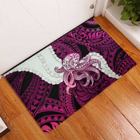 Pink Galaxy Polynesia Tribal Octopus Tattoo Rubber Doormat Pikake Lei Polynesian Pattern LT14 - Polynesian Pride