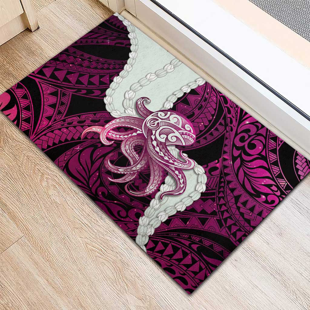 Pink Galaxy Polynesia Tribal Octopus Tattoo Rubber Doormat Pikake Lei Polynesian Pattern LT14 - Polynesian Pride